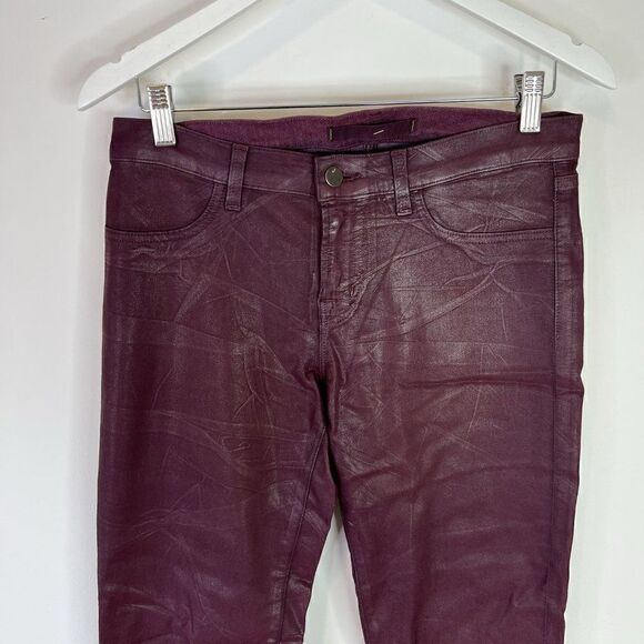 J Brand Burgundy Coated Denim Super Skinny Jeans - Picture 4 of 9